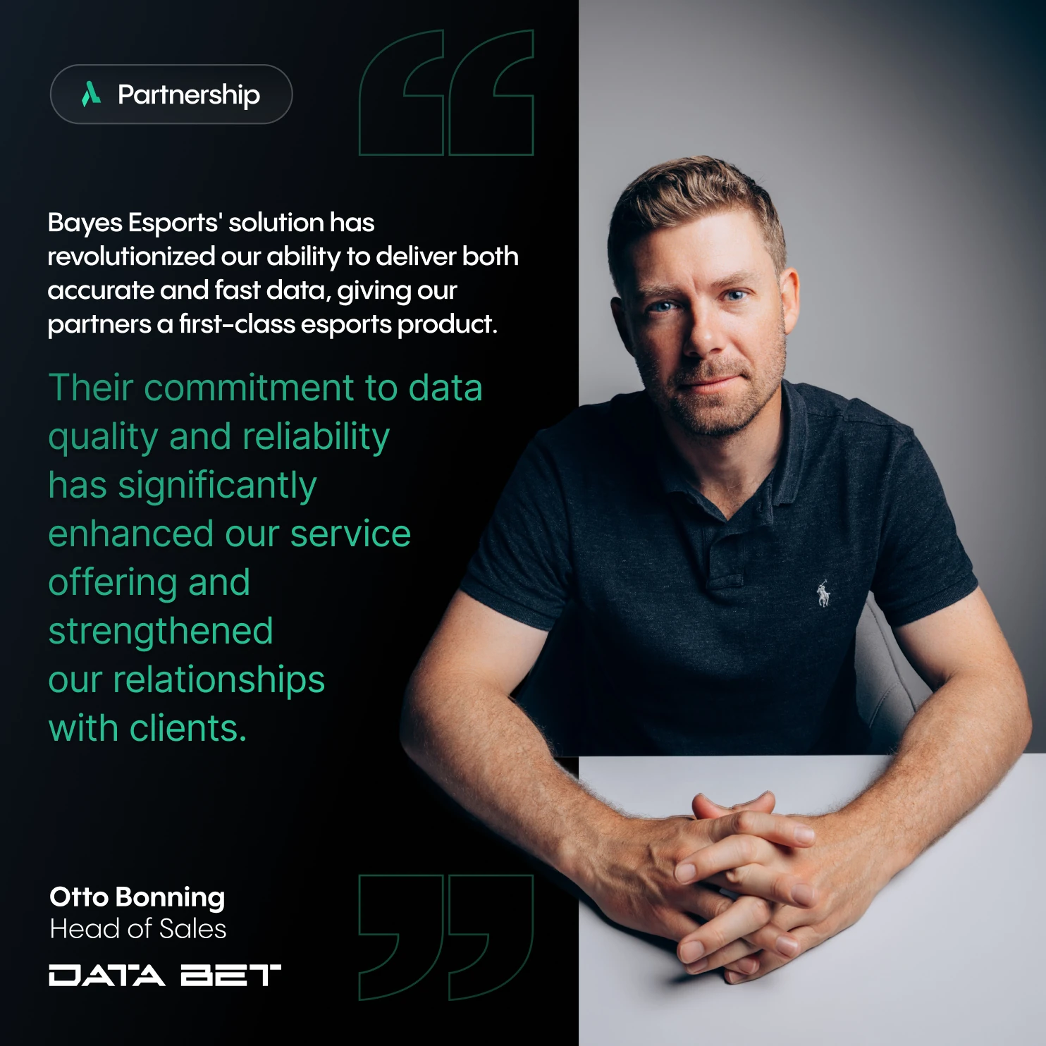 Social post — DataBet partnership testimonial